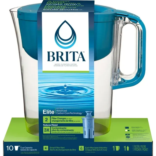 Everyday Elite Water Filter Pitcher, BPA-Free Water Pitcher,Replac<wbr/>es 1,800 Black