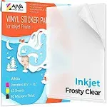 Printable Vinyl Sticker Paper Inkjet Frosty Clear 15 sheets