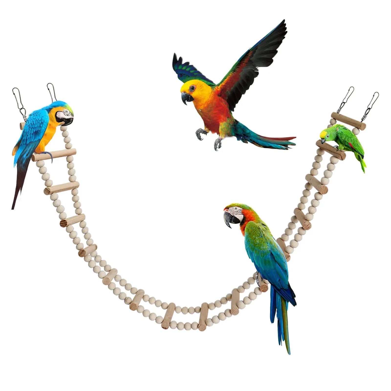 Bird Parakeet Ladder Toys, Bird Wooden Ladder Bridge,Hamster Climbing Swing Toys