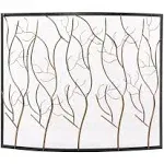 Deco 79 Metal Tree Single Panel Fireplace Screen with Mesh Netting, 39" x 7" x 33", Brass