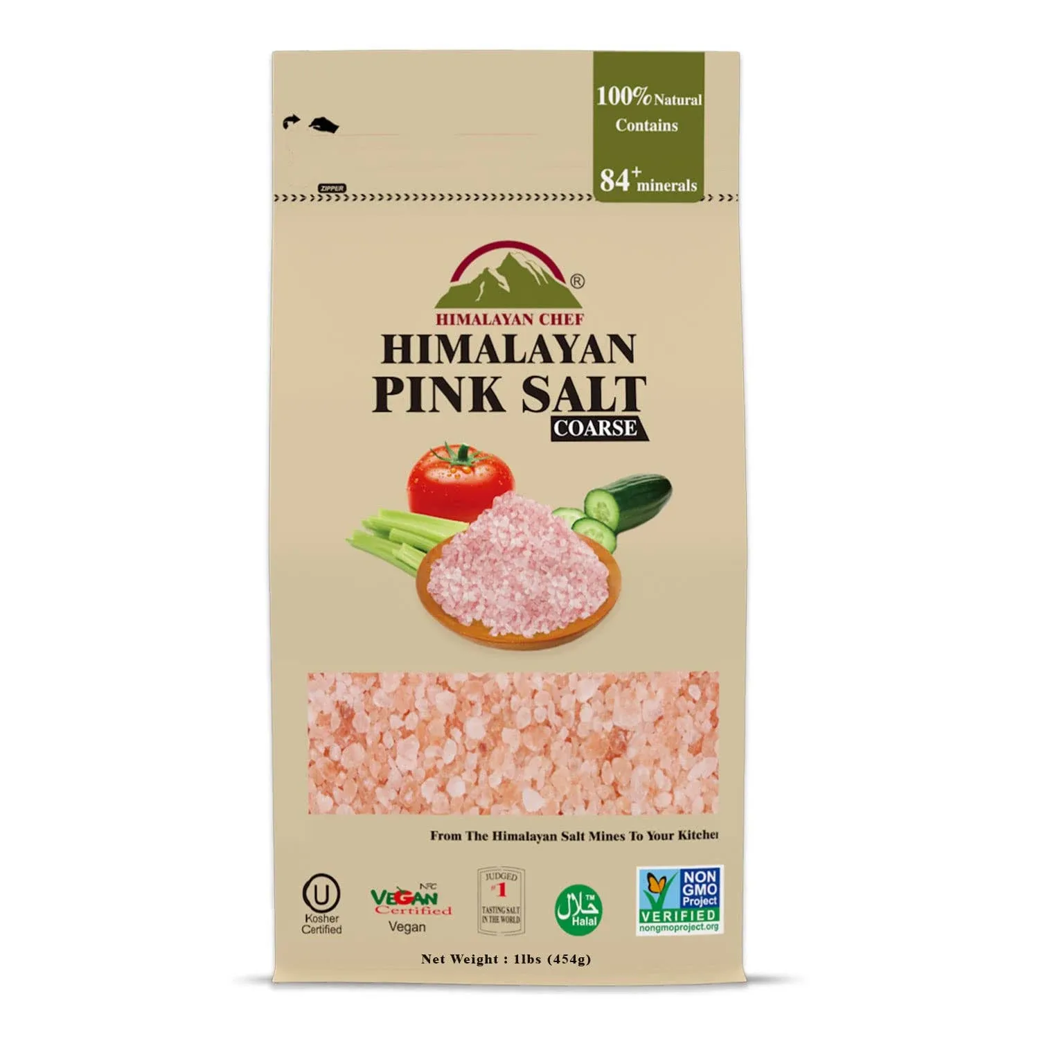 Himalayan Chef Pink Himalayan Salt, Coarse Grain, Grinder Refill -1 Pound (Pack of 6)