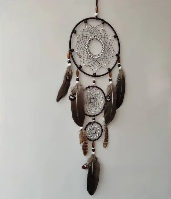 Brown Dream Catchers, Large Dream Catchers for Wall Hanging Native American Dream Catchers for Bedroom Adult Wall Art Ornaments Home Decorations