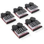 5PCS 2in1 1-8s Lipo Battery Voltage Tester - Low Voltage Buzzer Checker      ...