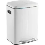 happimess Marco Rectangular 10.5-Gallon Double Bucket Trash Can with Soft-Close Lid - White