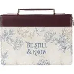 Christian Art Gifts Bible Cover LG Be Still & Know Floral Psalm 46:10