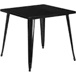 Flash Furniture 31.75'' Square Metal Indoor-Outdoor Table Black