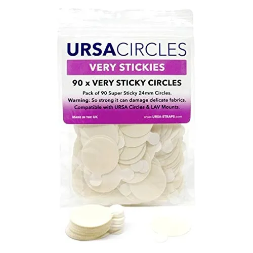 URSA Very Sticky Circles: 90 Super High Tack, Double Sided, Pre-Cut Stickies with Peel-Off Tabs