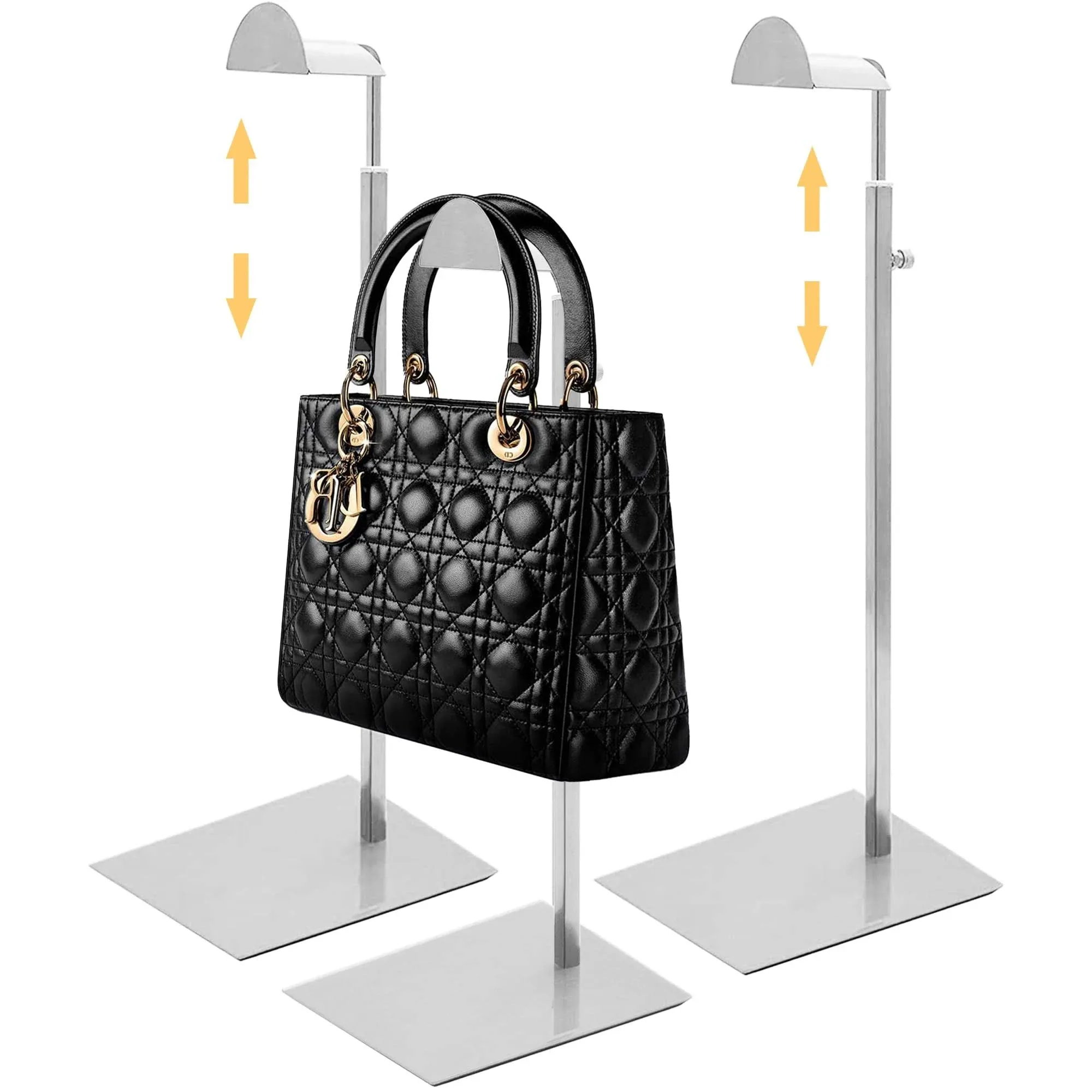 3 Pack Handbag Rack Stainless Steel with Adjustable Height, Purse Display Stand,