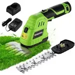 WORKPRO 12V Cordless Grass Shear & Shrubbery Trimmer - 2 in 1 Handheld Hedge Trimmer, Electric Grass Trimmer Hedge Shears/Grass Cutter with 2.0Ah Rechargeable Lithium-Ion Battery &1 Hour Fast Charger