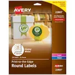 Avery Printable Round Labels with Sure Feed, 2" Diameter, Glossy White, 600 Customizable Labels (22807)