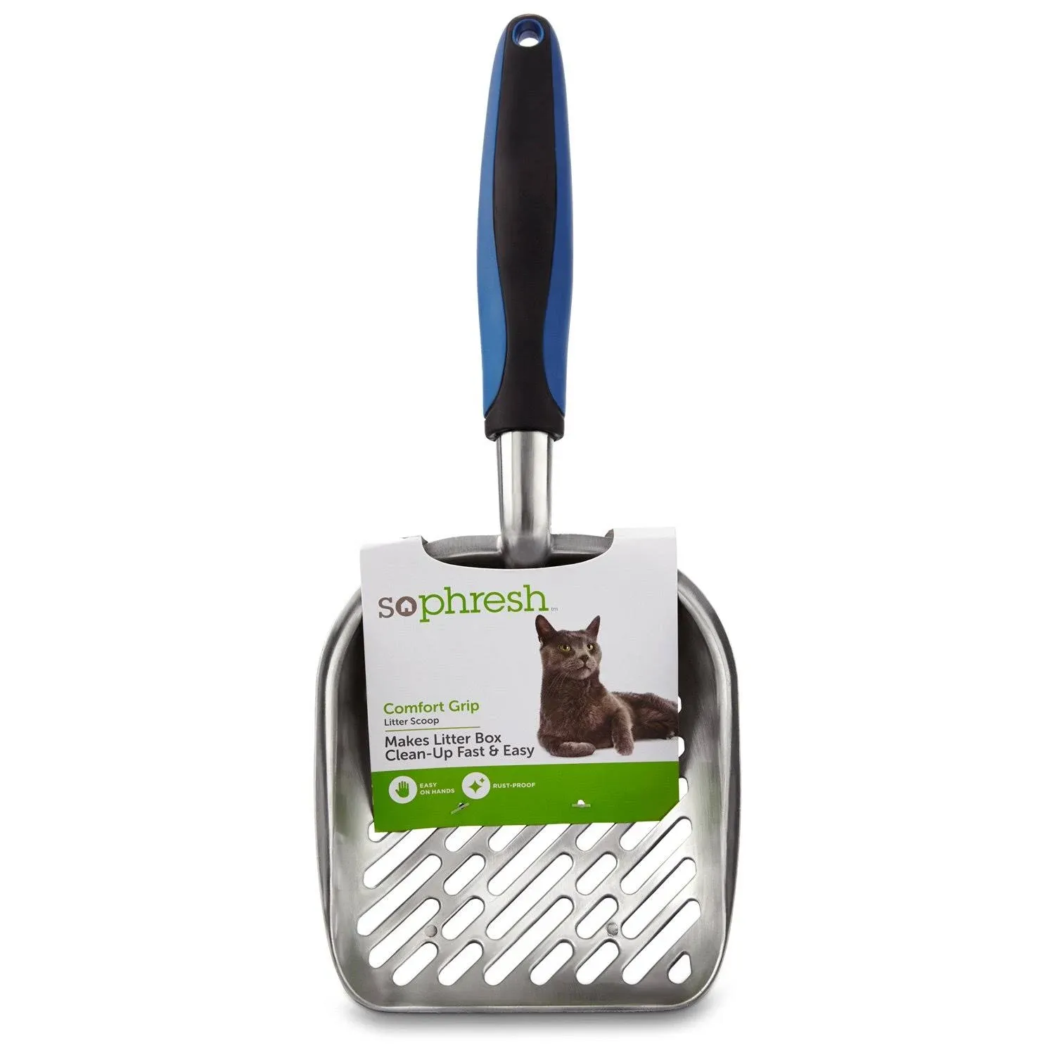 So Phresh Comfort Grip Metal Litter Scoop, 14" L x 5.5" W x 2" H