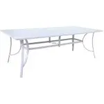 Courtyard Casual Santa Fe 84" x 42" Rectangle Slat Top Aluminum Dining Table with Umbrella Hole - White