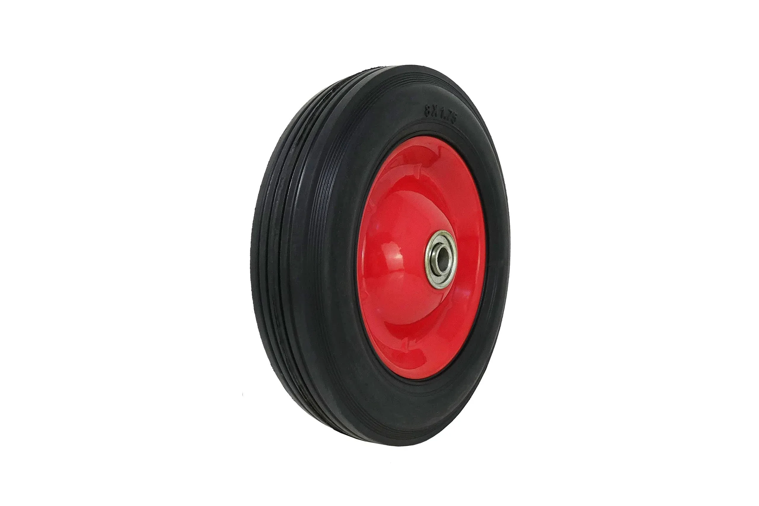 9636 8inch Semipneumatic Rubber Tire Steel Hub With Ball Bearings Ribbed Tread 1