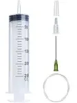 200ml Syringe with 27.6 Inch Tube and Needle 14G 1.5”, Large Plastic Syringe Individually Packaged for Scientific Labs, Watering, Refilling