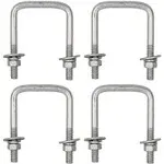 KUAFU Universal U-Bolts for Boat Trailer Square Galvanized Steel 1/2"Dia x 3 1/16" x 4 5/16" 4pcs