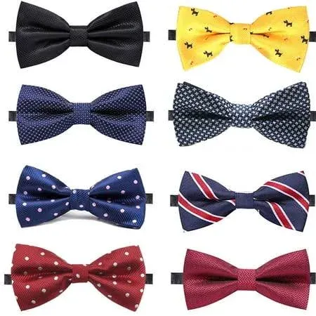 AUSKY 8 Packs Elegant Adjustable Pre-Tied Bow Ties for Men Boys (Mixed Color)