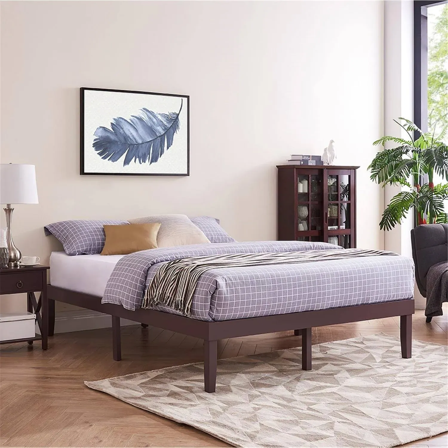 Lucia Solid Wood Platform Bed Naomi Home Size King, Finish Espresso