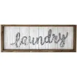 Parisloft Laundry Sign Brown Wood Framed 8.75-in H x 31.5-in W Vintage/Retro Wood Sign Lowes.com