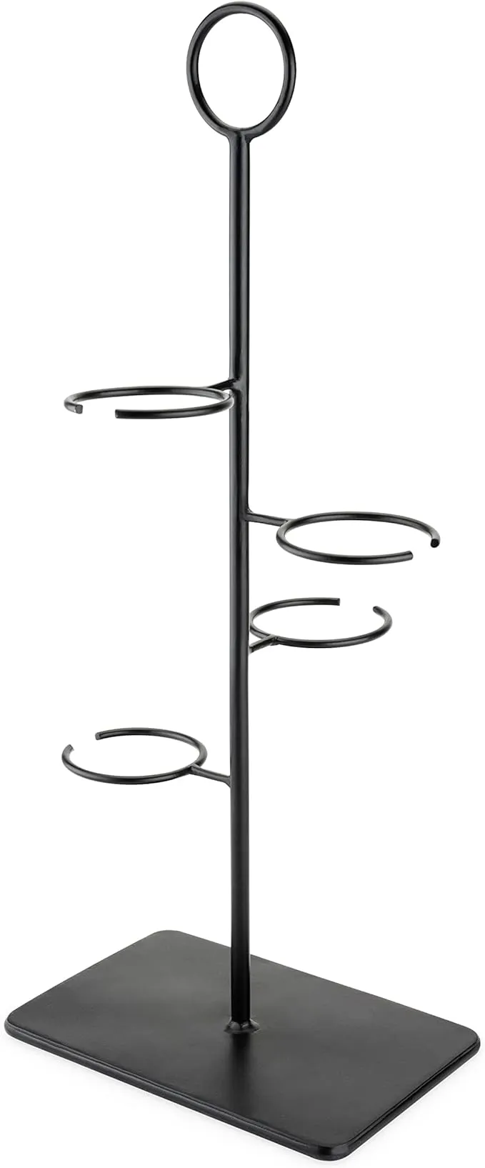 True Hover Flight Server Made of Iron Holds 4 Stemmed Wine Glasses or Champagne Flutes, Hosting Essentials, Home Bar Cart Accessories, Set of 1, Black