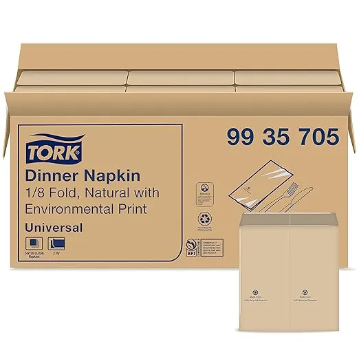 Tork Natural Dinner Napkin, 1/8 Fold 2-ply, 15" x 16.3", 24 x 126 napkins, 9935705