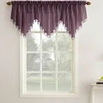 24"x51" Erica Crushed Sheer Voile Beaded Ascot Curtain Valance Purple 