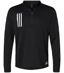 Adidas A482 3-Stripes Double Knit Quarter-Zip Pullover - Team Collegiate Red/ Grey Two L