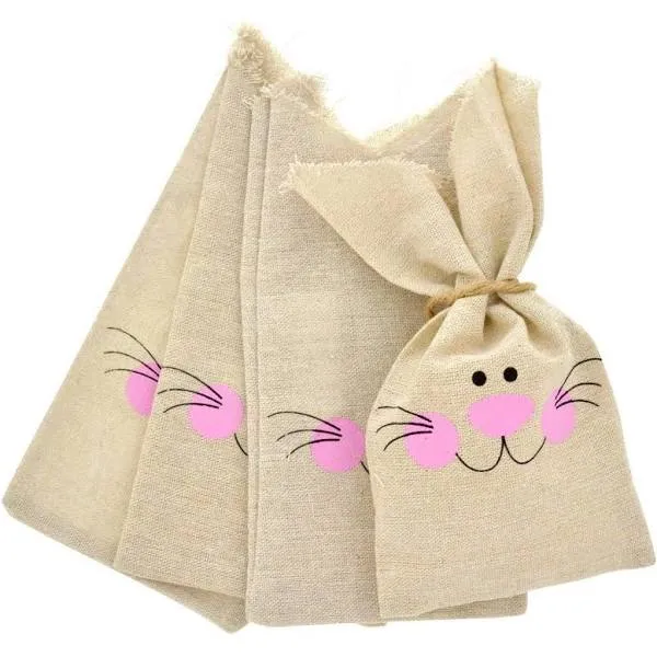 Easter Treat Sacks Bags Cloth with Burlap Drawstring | 24 Pieces 4&#034; X 6&#034; Brown