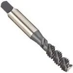 YG-1 - F4483 F4 Series Vanadium Alloy HSS Spiral Flute Tap, Steam Oxide, Round Shank with Square End, Bottoming Chamfer, 3/8"-16 Thread Size, H3 Tolerance