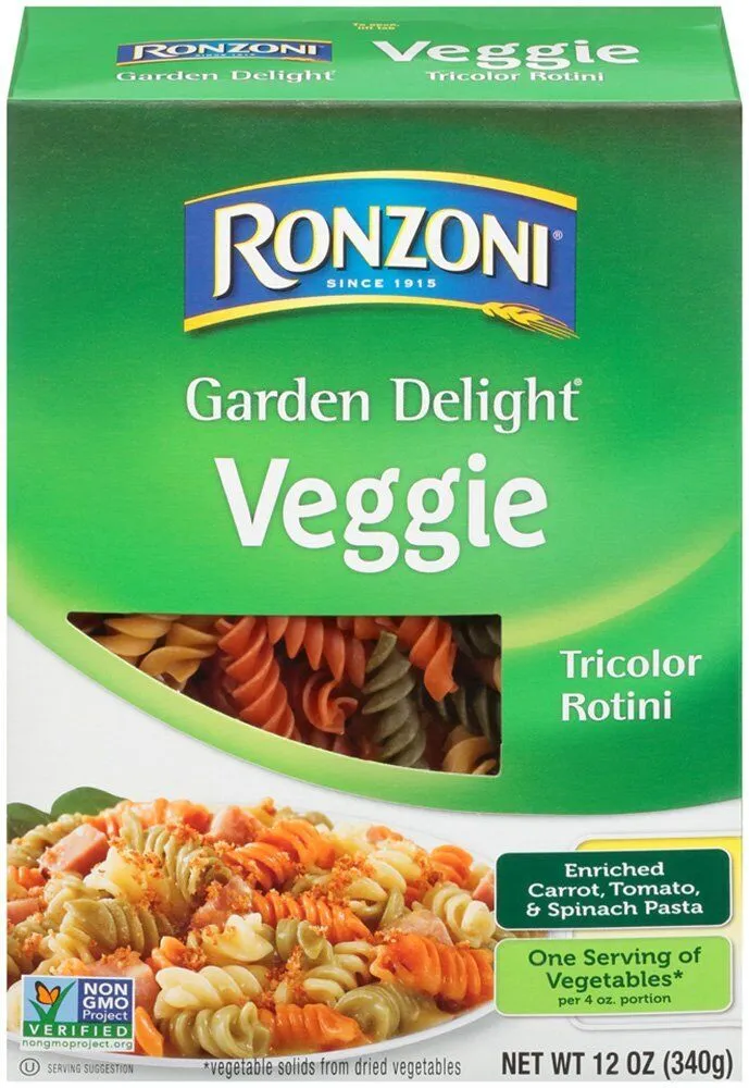 Ronzoni Garden Delight Rotini, Tricolor - 12 oz