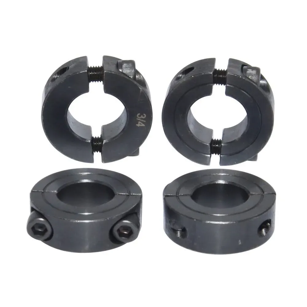 AZSSMUK Double Split Clamp-On Shaft Collars of Carbon Steel with Black Oxide Coating 3/8" Bore Set Screw,4-piece