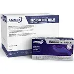 Ammex Indigo Nitrile Disposable Exam Gloves, 3 Mil, Latex/Powder Free, Textured, Medium, Case of 1000