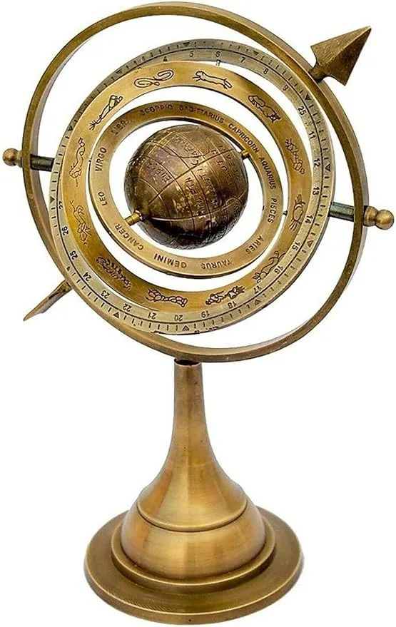 Arch Instrument 11" Antique Brass Armillary Sphere with Sundial Arrow Nautical Maritime Astrolabe Engraved Globe