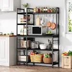 Kitchen Baker's Rack 5-Tier Utility Storage Shelf with Hutch