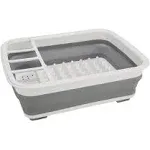 Kitchen Details Collapsible Dishrack With TPR Bottom - White & Grey