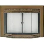 Pleasant Hearth Gavin Heritage Brass Small Bifold Bay Fireplace Doors with Smoke Tempered Glass Lowes.com