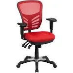 Flash Furniture HL-0001-RED-GG Mid-Back Red Mesh Office Chair with Triple Paddle Control and Infinite-Locking Back Angle