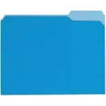 Universal File Folders 1/3 Cut One-Ply Top Tab Letter Blue/Light Blue 100/Box