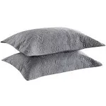 MarCielo 2 Pcs Embroidered Pillow Shams-King - Grey