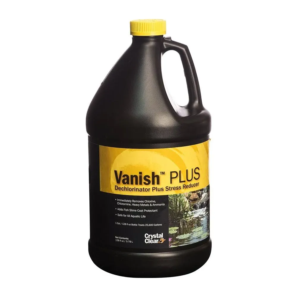 CrystalClear Vanish Plus Liquid Dechlorinator - Dextoxifier Plus Stress Reducer - 1 Gallon Treats Up to 25,600 Gallons