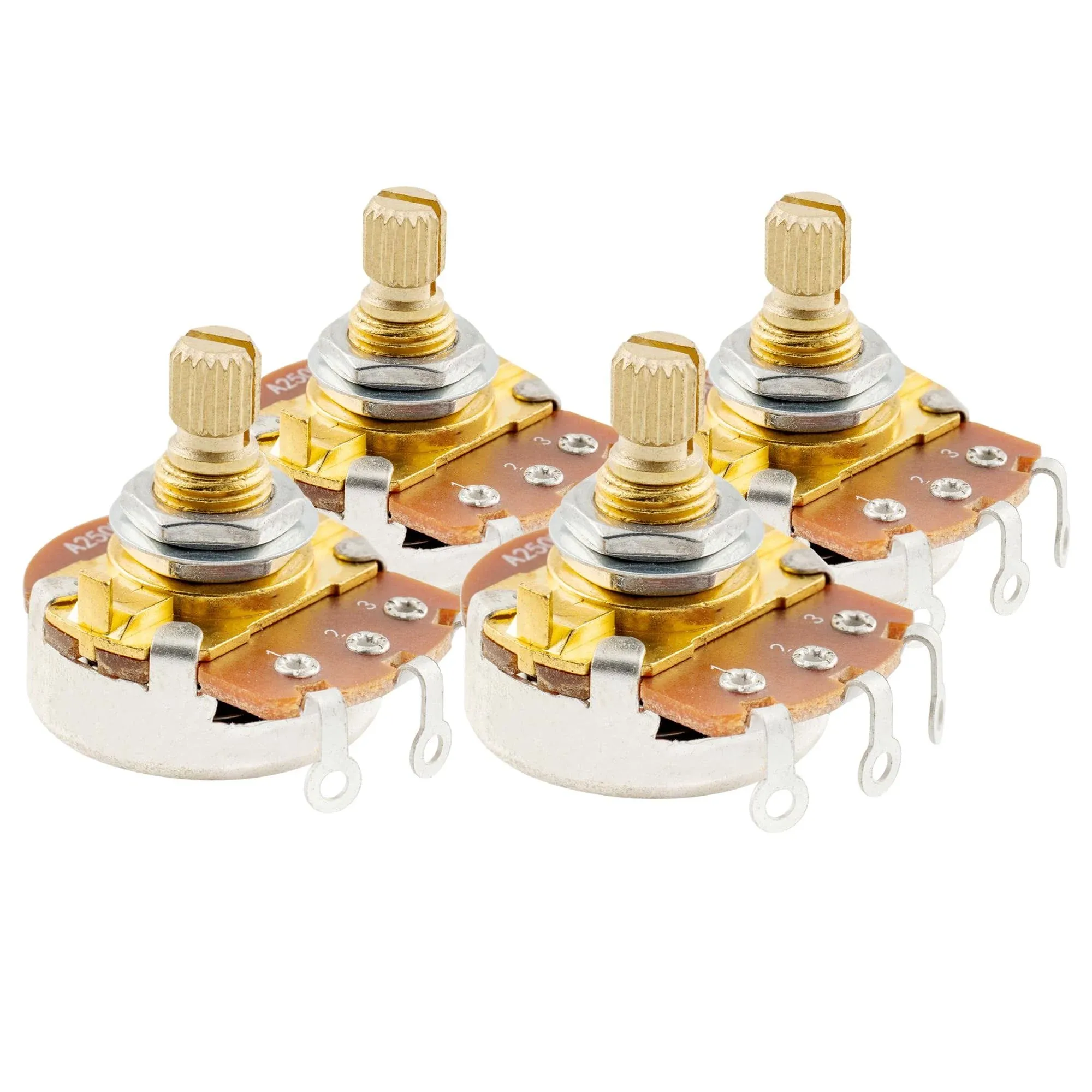 Musiclily Pro 4X Brass Shaft Full Metric A250K Audio Taper Guitar Potentiometers