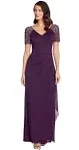 Xscape Petite Embellished Chiffon Gown - Plum Purple