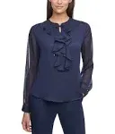 Tommy Hilfiger Women's Ruffled Tie-Neck Blouse