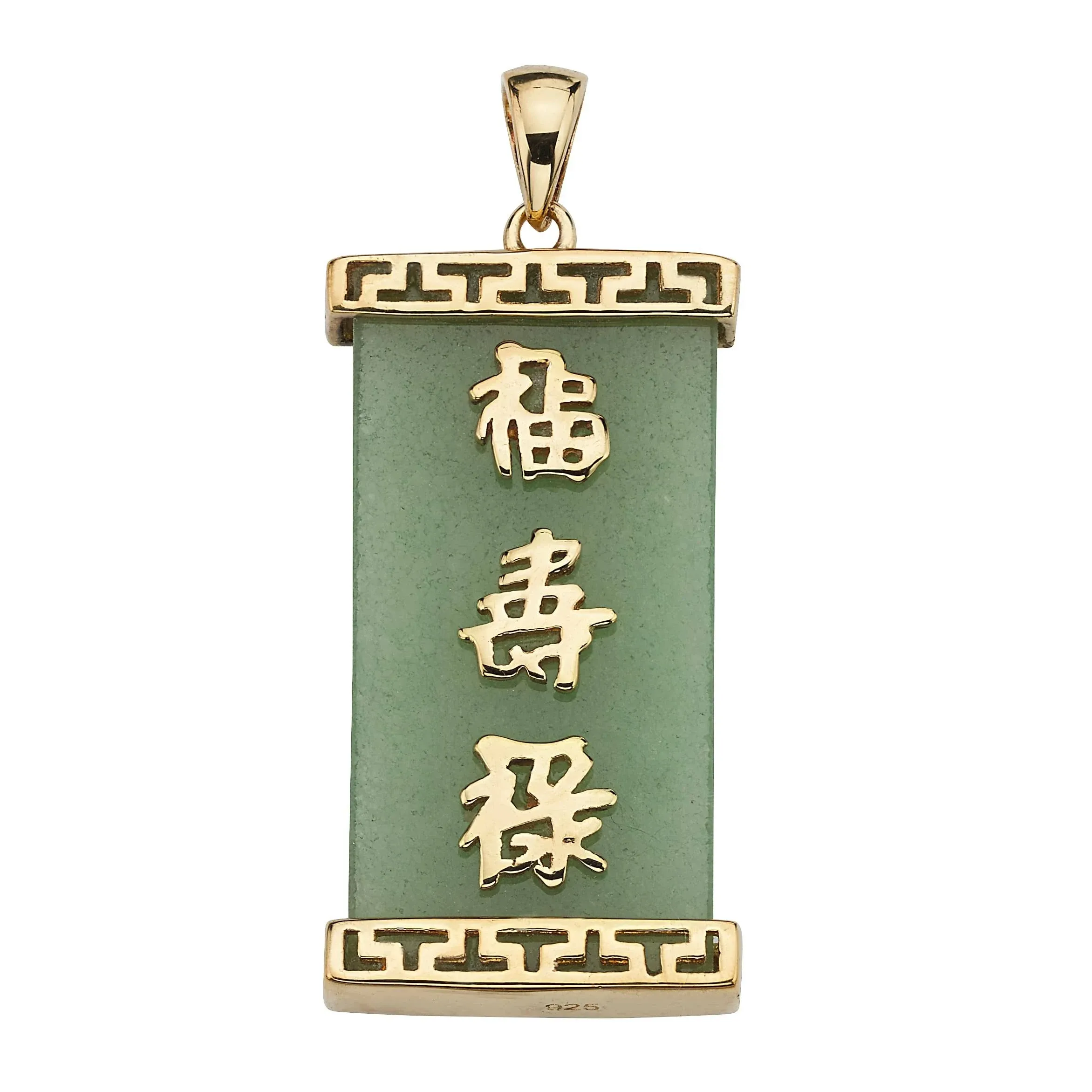 PalmBeach Jewelry Green Jade Gold-Plated Sterling Silver Prosperity Pendant