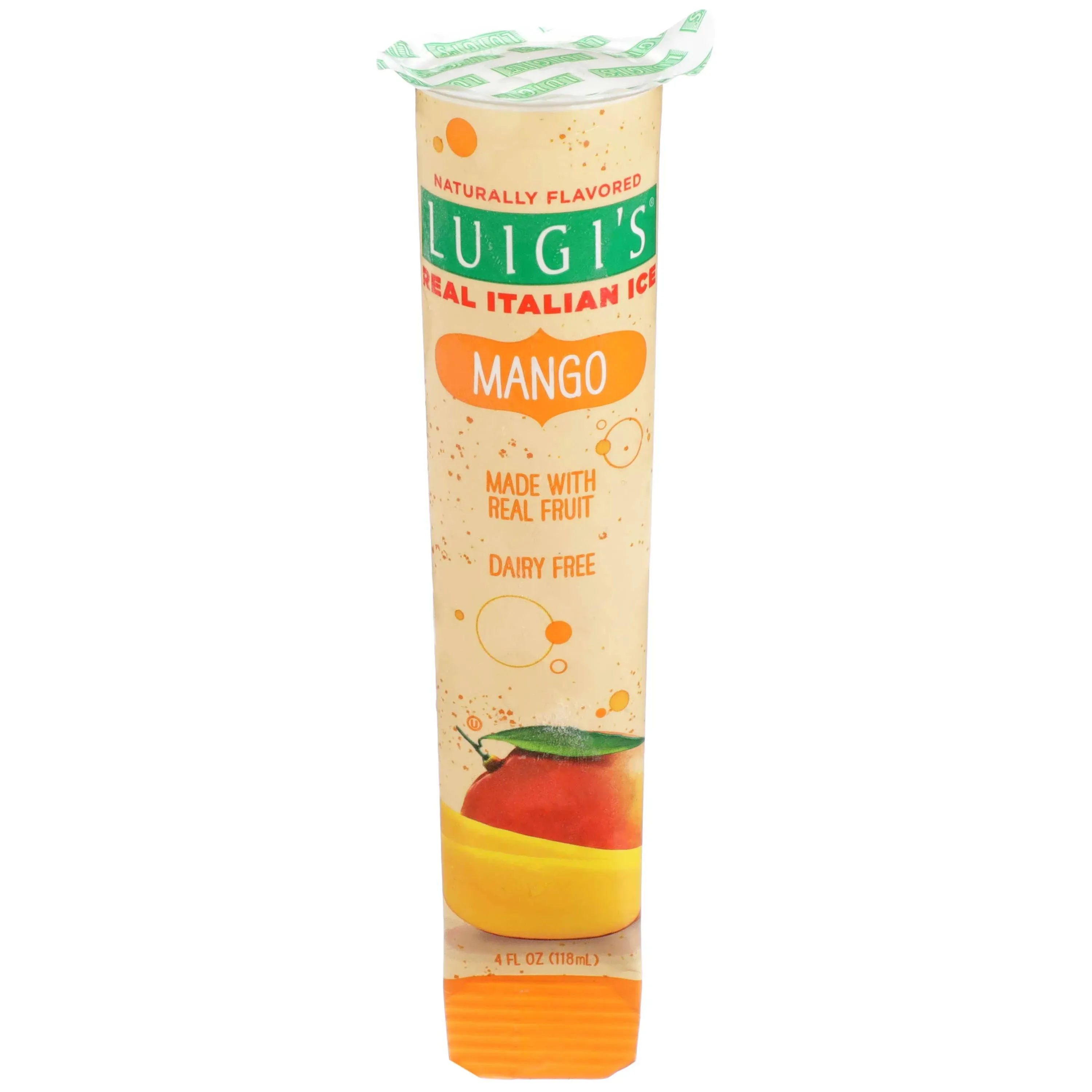 Luigis Real Italian Ice Mango Squeeze Tube, 4 Ounce - 24 per Case.