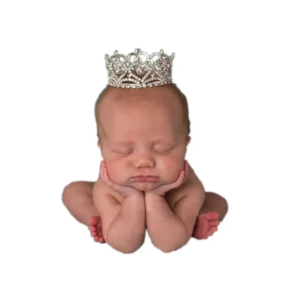 Infant Baby Girl Boy Crown Photo Shoots Headband for Newborn Crystal Princess Party Headwear Photography Props