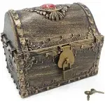 Large Treasure Chest for Kids, Plastic Toy Pirate Chest Decorative - Teacher's Classroom Prize Treasures Collection Storage Box with Lock and Key for Birthday, Halloween, Christmas Party