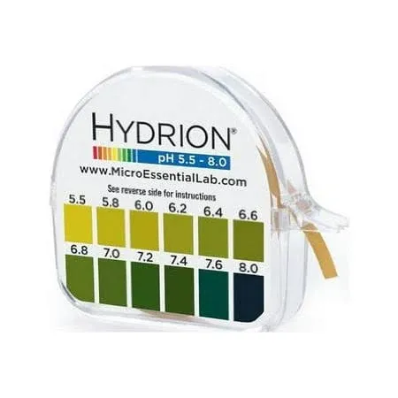 HYDRION 067 Body Acid pH TEST Tape Strip Paper Roll Urine Saliva 5.5-8.0 Micro L