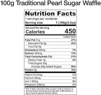 Unique Belgique Authentic Imported Pearl Sugar Belgian Waffles (Traditional, [30x] 100g waffles)