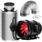 VIVOSUN Grow Tent Ventilation System, 8 Inch Inline Duct Fan with Speed Controller, 8'' Carbon Filter, and 25ft. Ducting Combo, Air Cooling and Filtration Kit for Grow Tent, Hydroponics