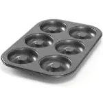 Nordic Ware Nonstick 6 Space Ring Donut Treat Baking Pan With Handles Silver